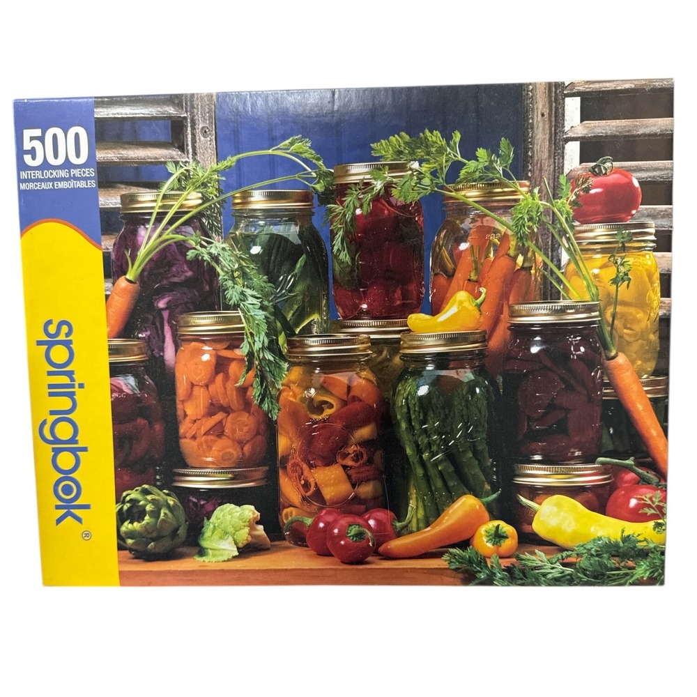 Vintage Springbok Jigsaw Puzzle CANNED VEGGIES Garden Vegetables 500 pc 18x24"
